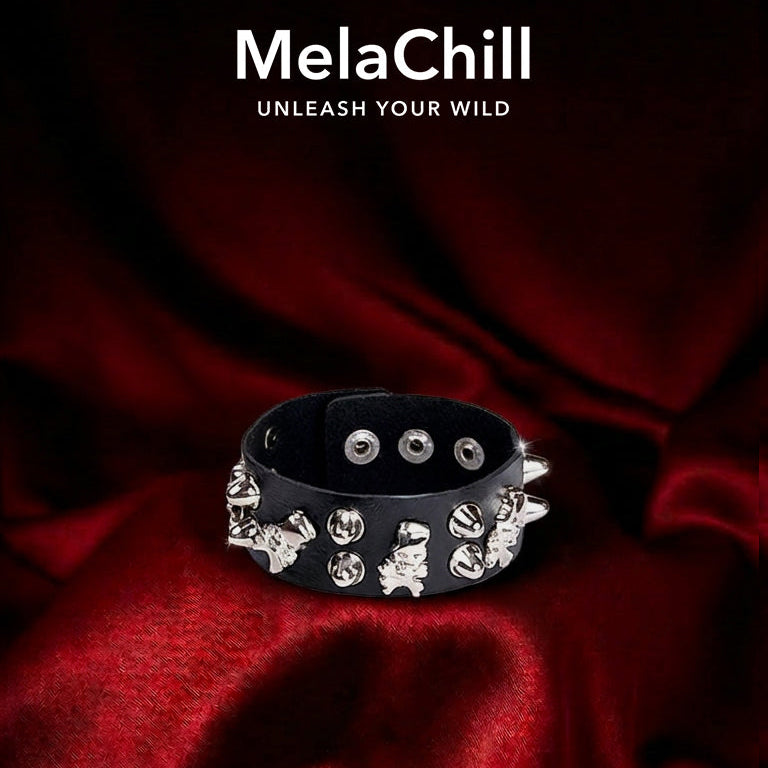 Black Skull Spike Wrist Cuff