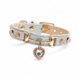 Moonlit Aurora Cat Collar with Clear Crystal Heart Pendant