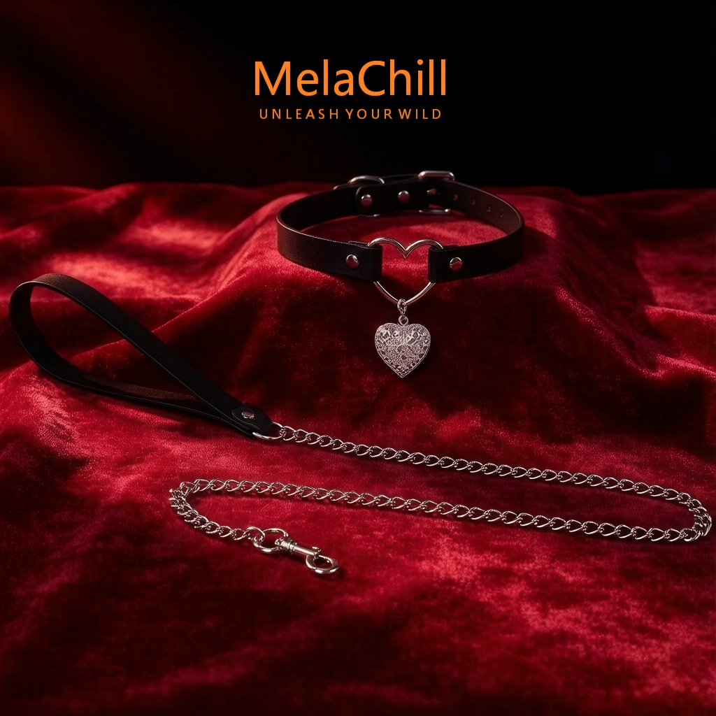 Leather Heart Pendant Adjustable Choker