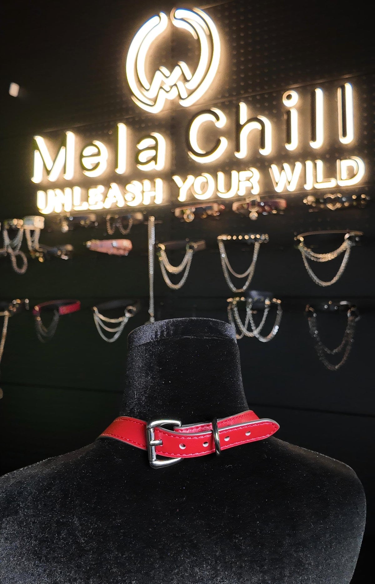 MelaChill Leather Choker Necklace | Minimalist Black Soft Leather Collar