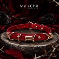 Red Iridescent Floral Metal Ring Punk Choker