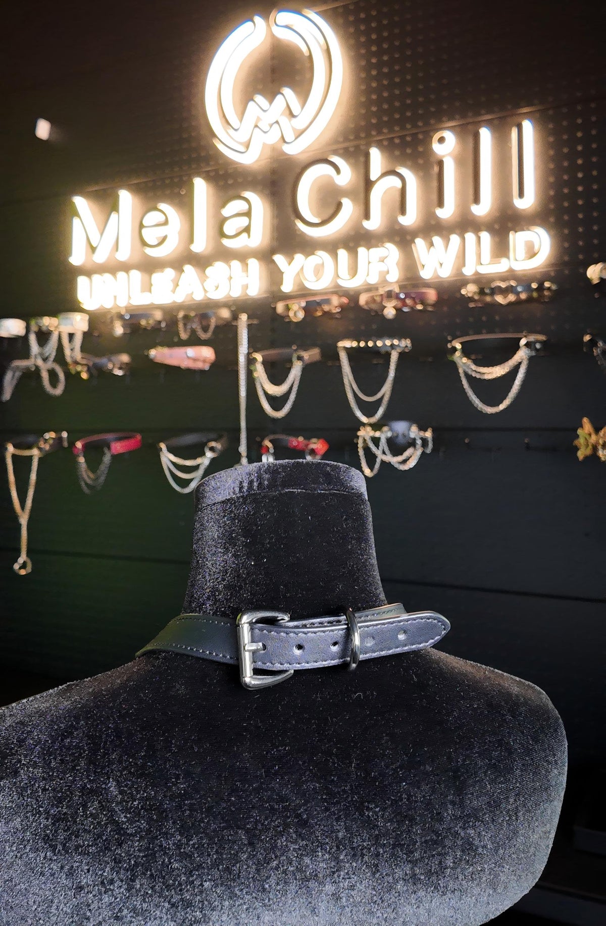 MelaChill Leather Choker Necklace | Minimalist Black Soft Leather Collar