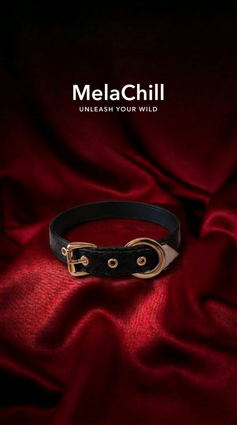 Simple Gold O-Ring Buckle Choker Necklace | Black Grain Faux Leather Collar with Polished Gold Hardware
