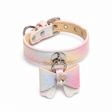 Aurora Butterfly Cat Collar with Pastel Scales and Crystal Bloom