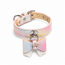 Aurora Butterfly Cat Collar with Pastel Scales and Crystal Bloom