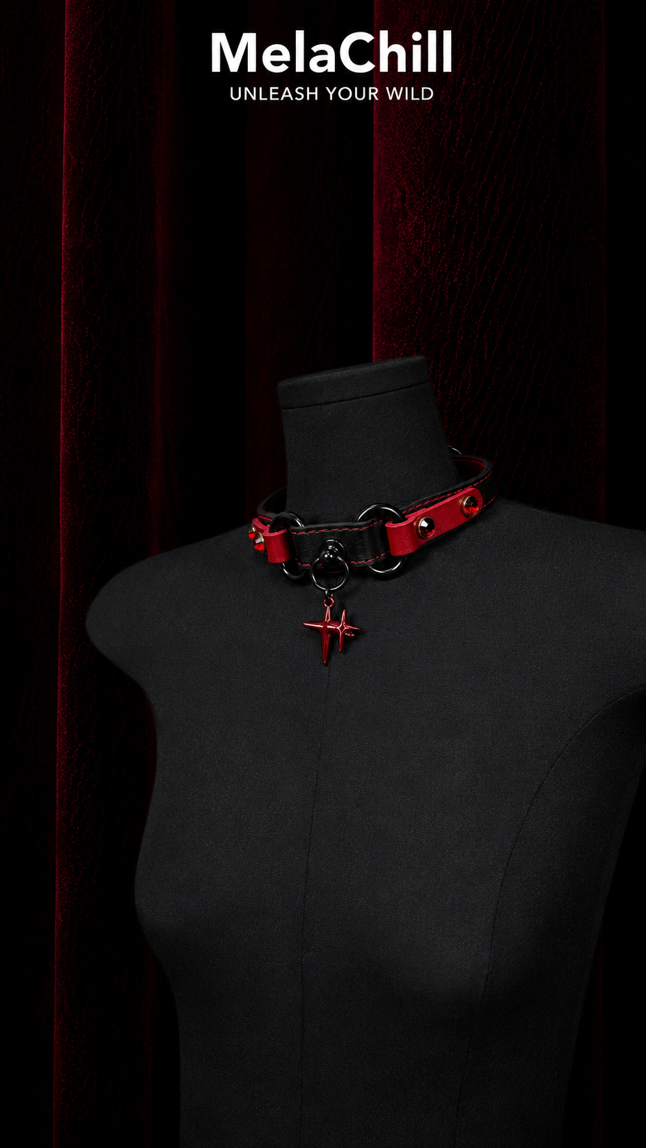 Dark Contrast Leather Star Choker