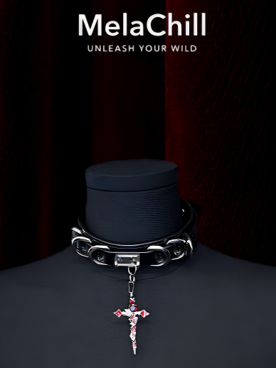 Dark Gothic Winged Cross Choker