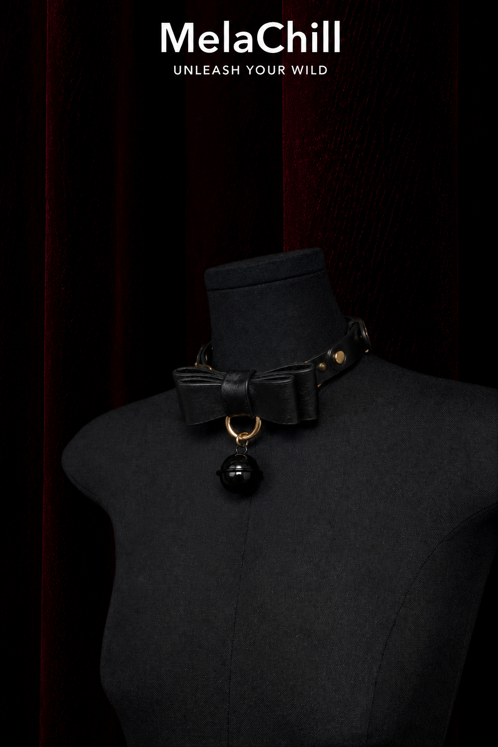 Leather Bow Bell Adjustable Choker