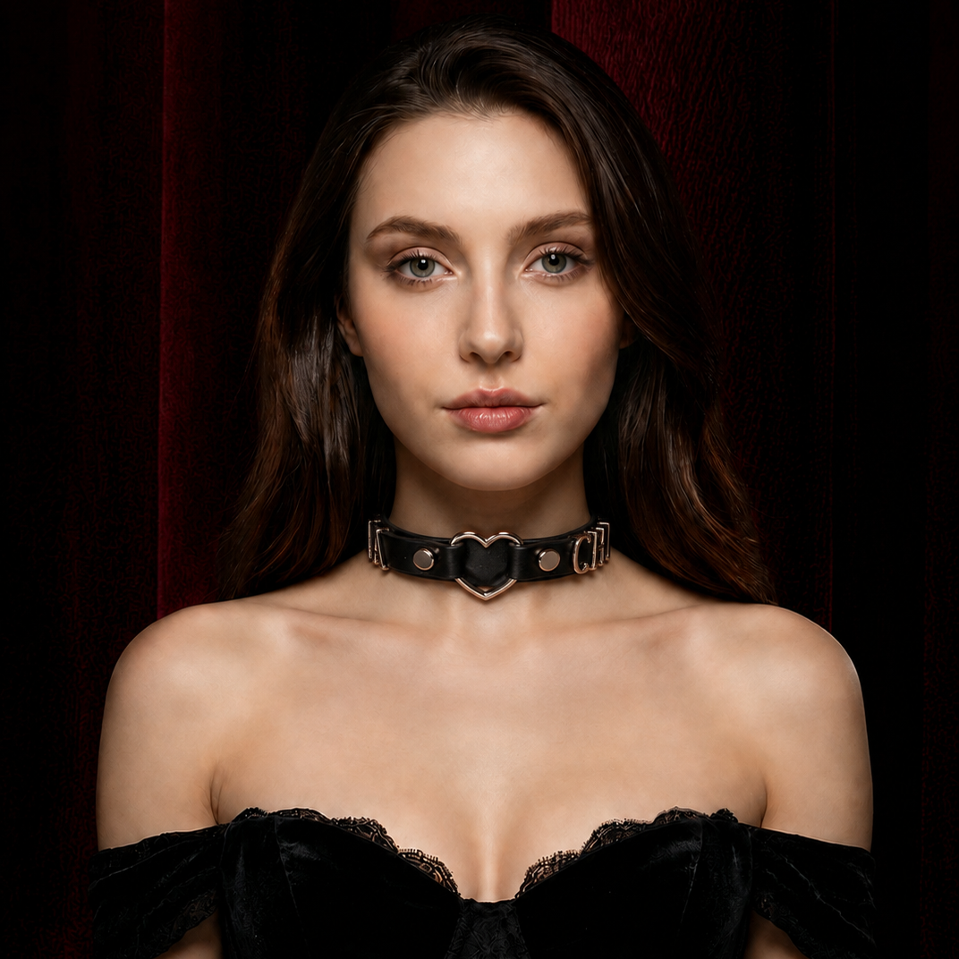 Custom Initial Leather Adjustable Choker