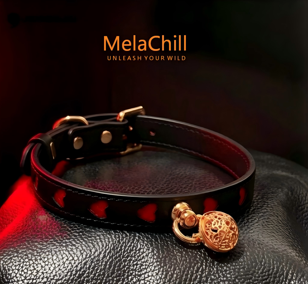 Leather Hollow Heart Bell Adjustable Choker