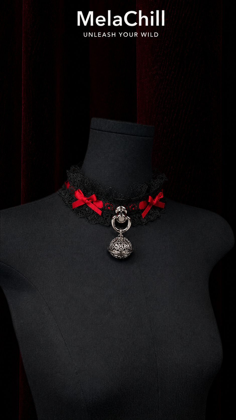 Leather Lace Bell Adjustable Choker