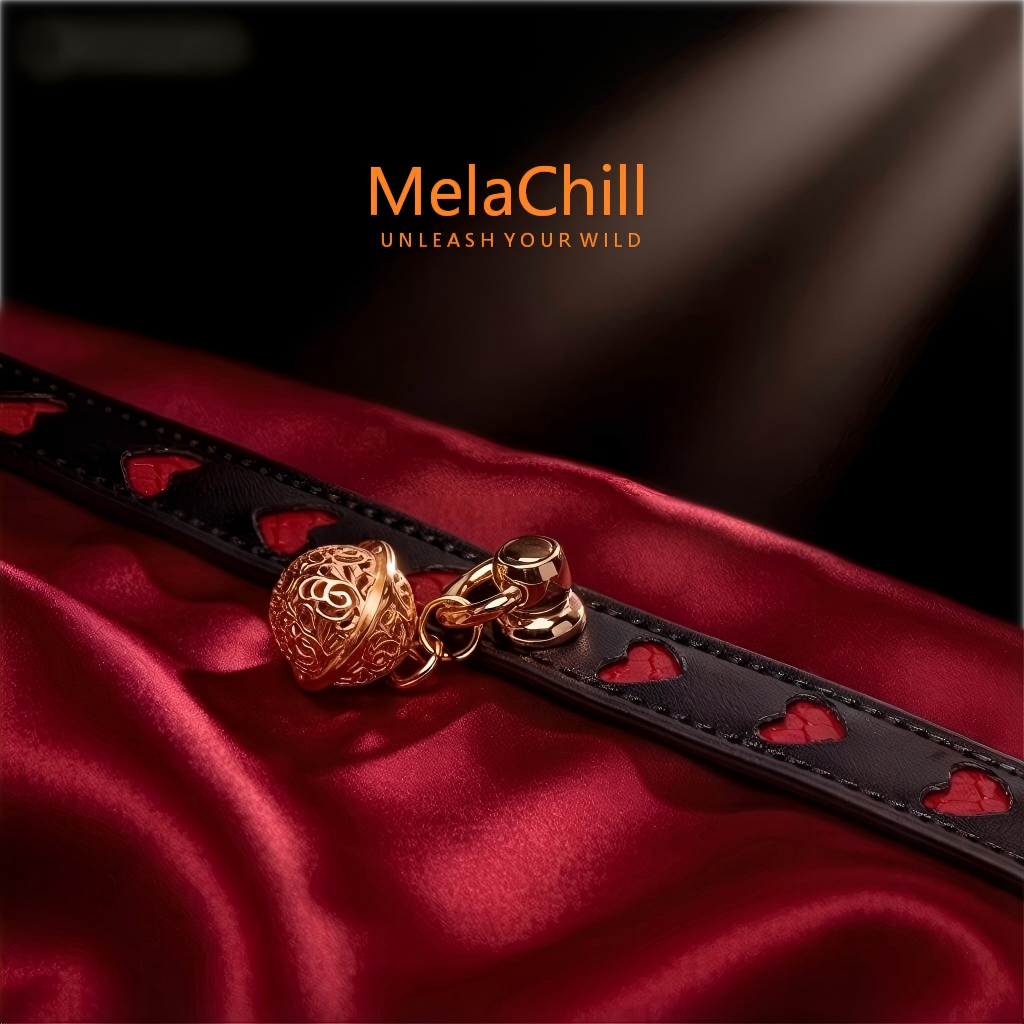 Leather Hollow Heart Bell Adjustable Choker
