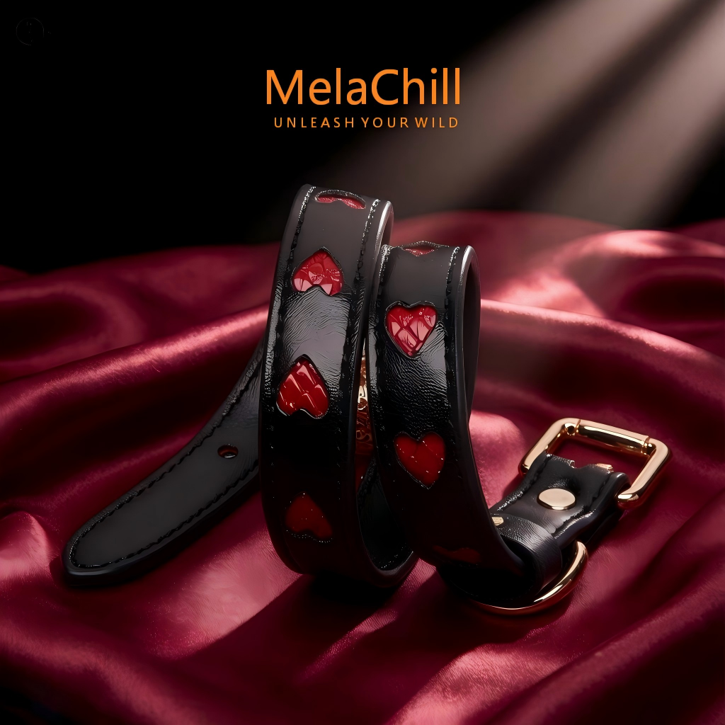 Leather Hollow Heart Bell Adjustable Choker