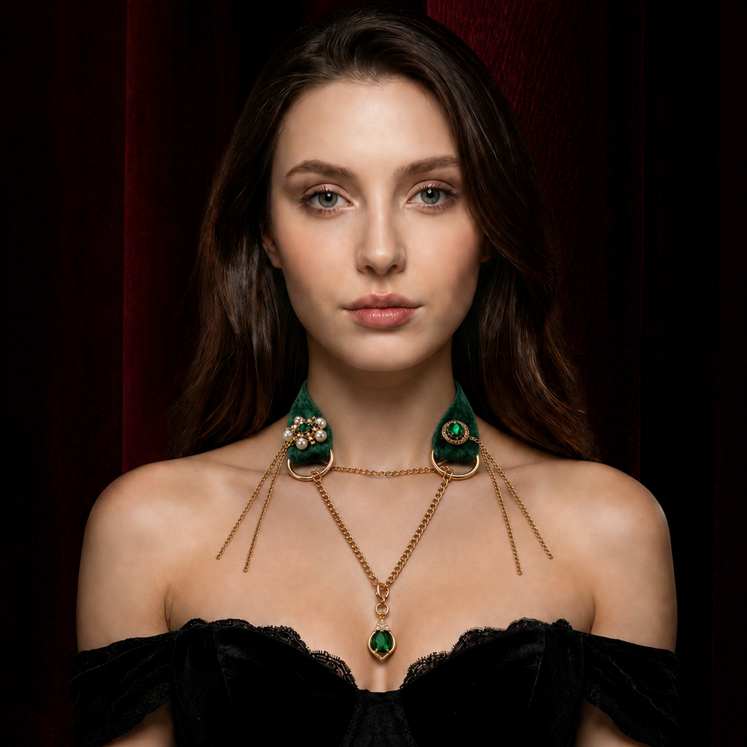 Green Velvet Choker Set | Limited Edition Pendant Collier