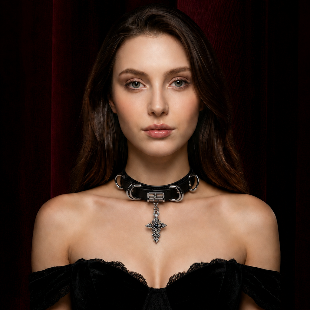 Dark Gothic Winged Cross Choker