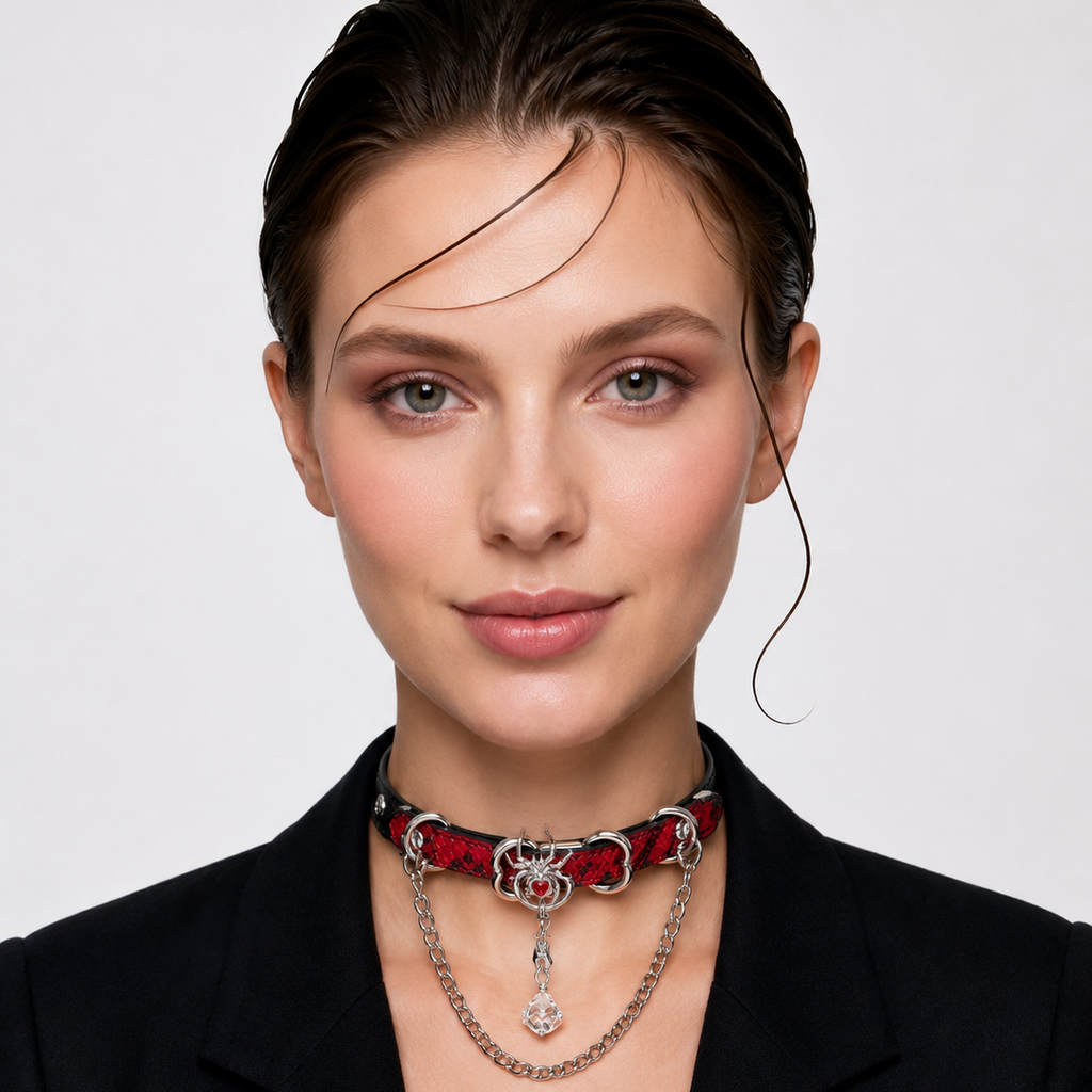 Spider Chain Wrist Cuff Set | Layered Gothic Bracelet & Choker Set