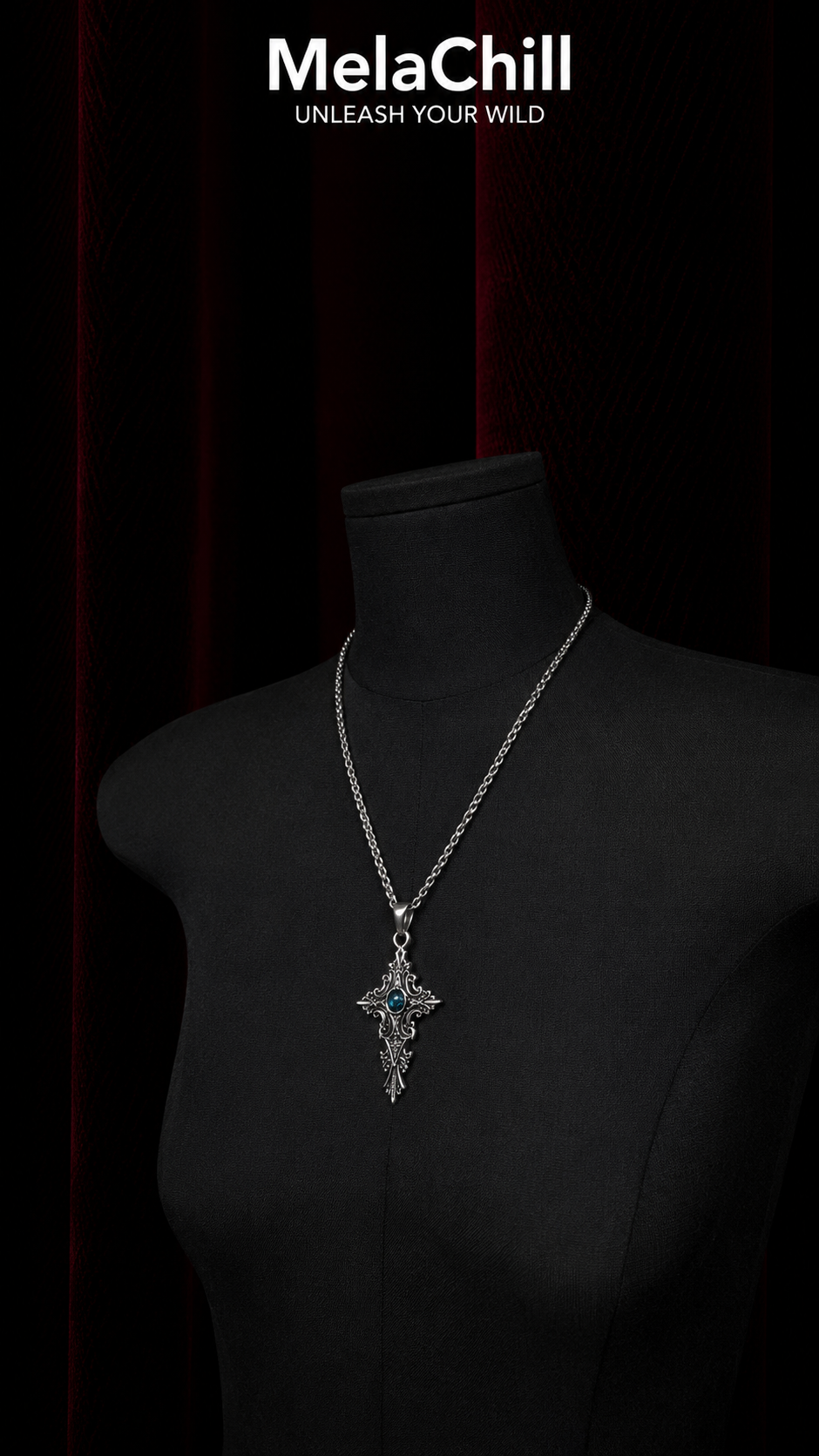 Dark Baroque Embossed Sapphire Choker Necklace