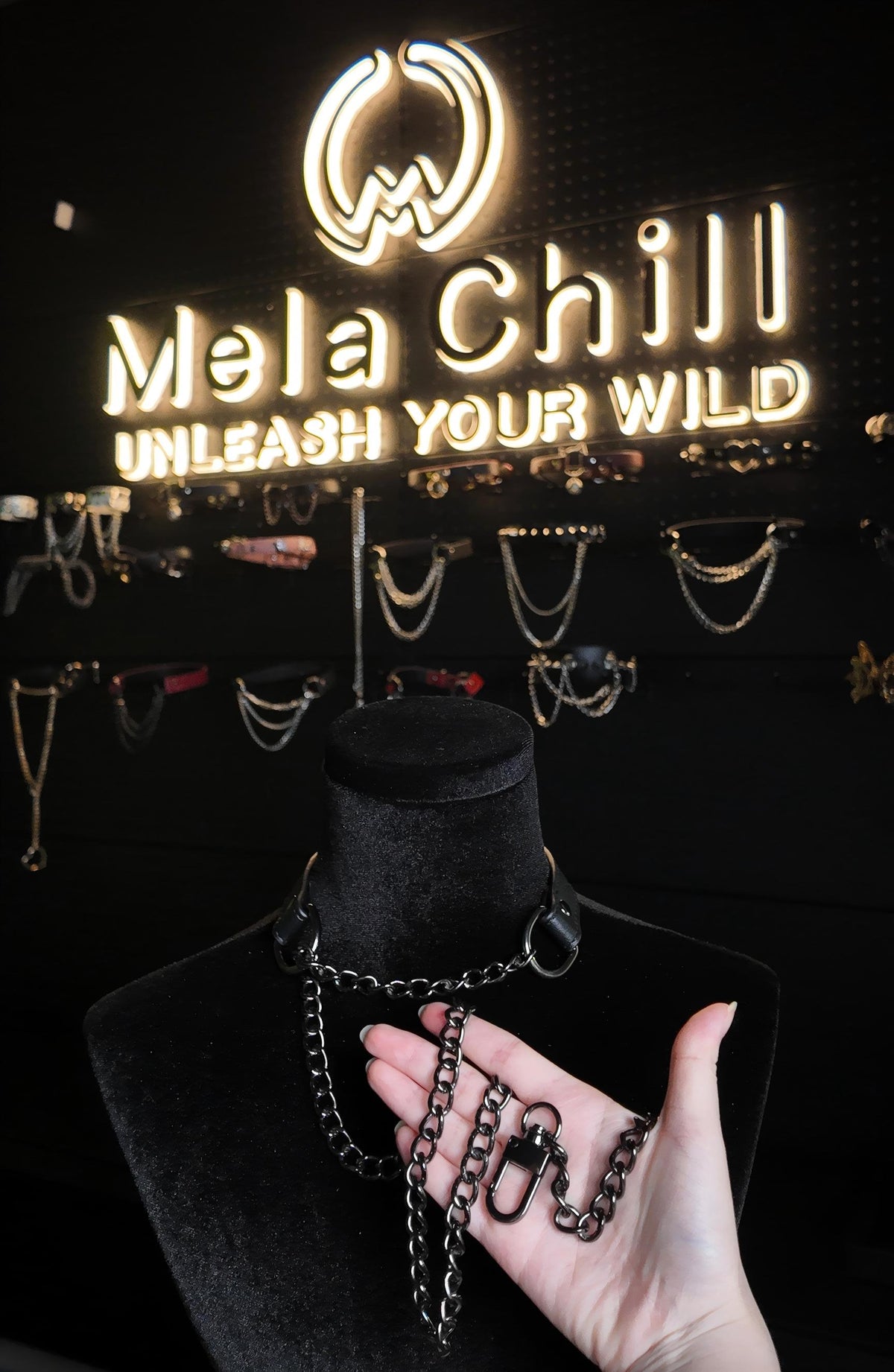 MelaChill Leather Choker Necklace | Minimalist Black Soft Leather Collar