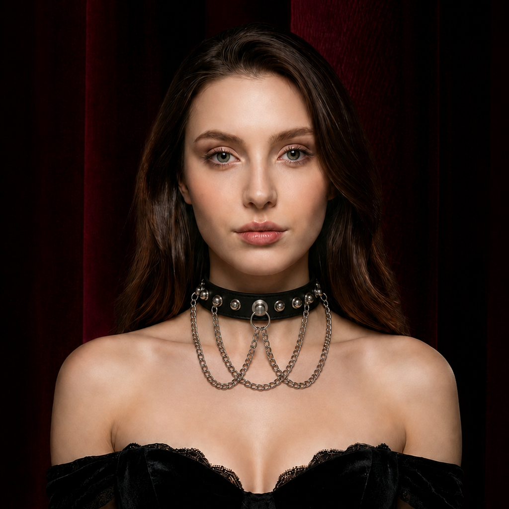 Gothic Studded Choker | Layered Punk Ketten-Collar
