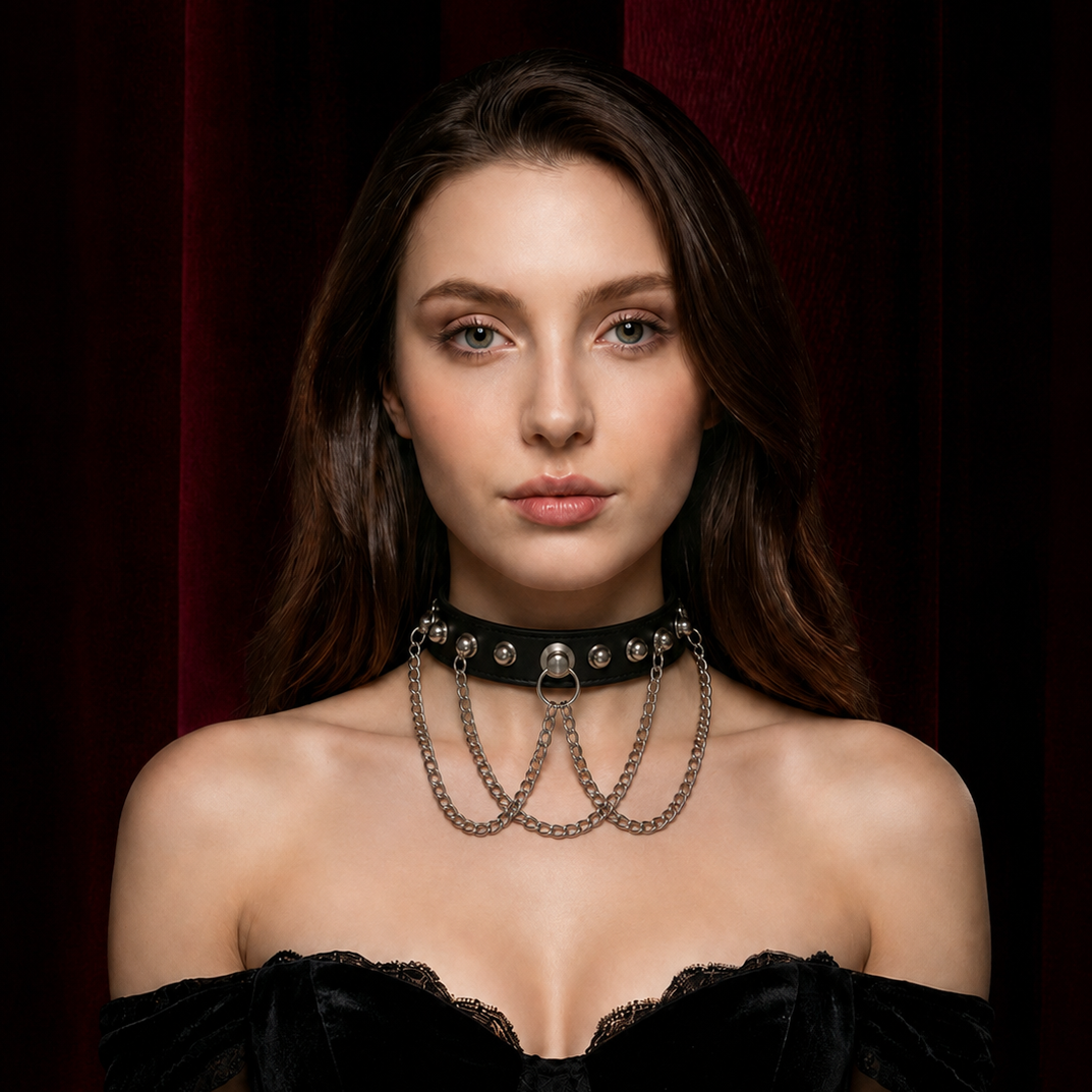 Gothic Studded Choker | Layered Punk Chain Collar