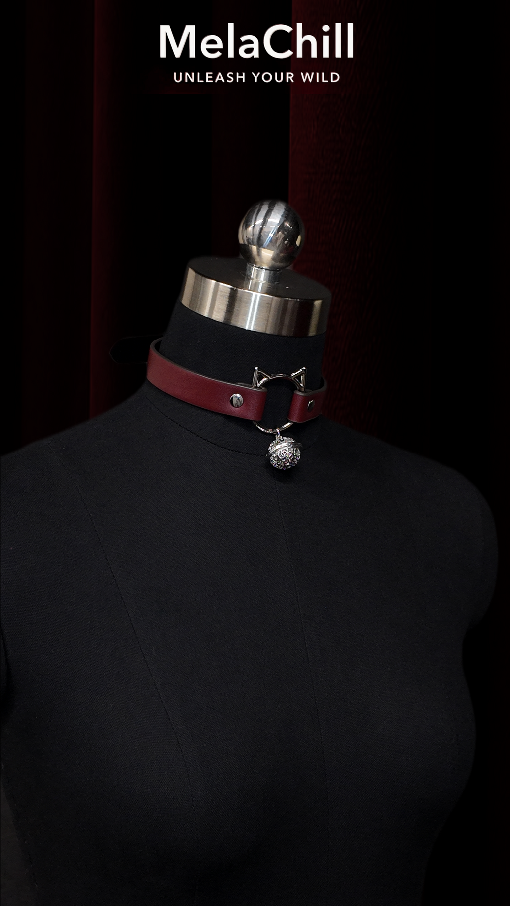 Burgundy Bow Bell Choker