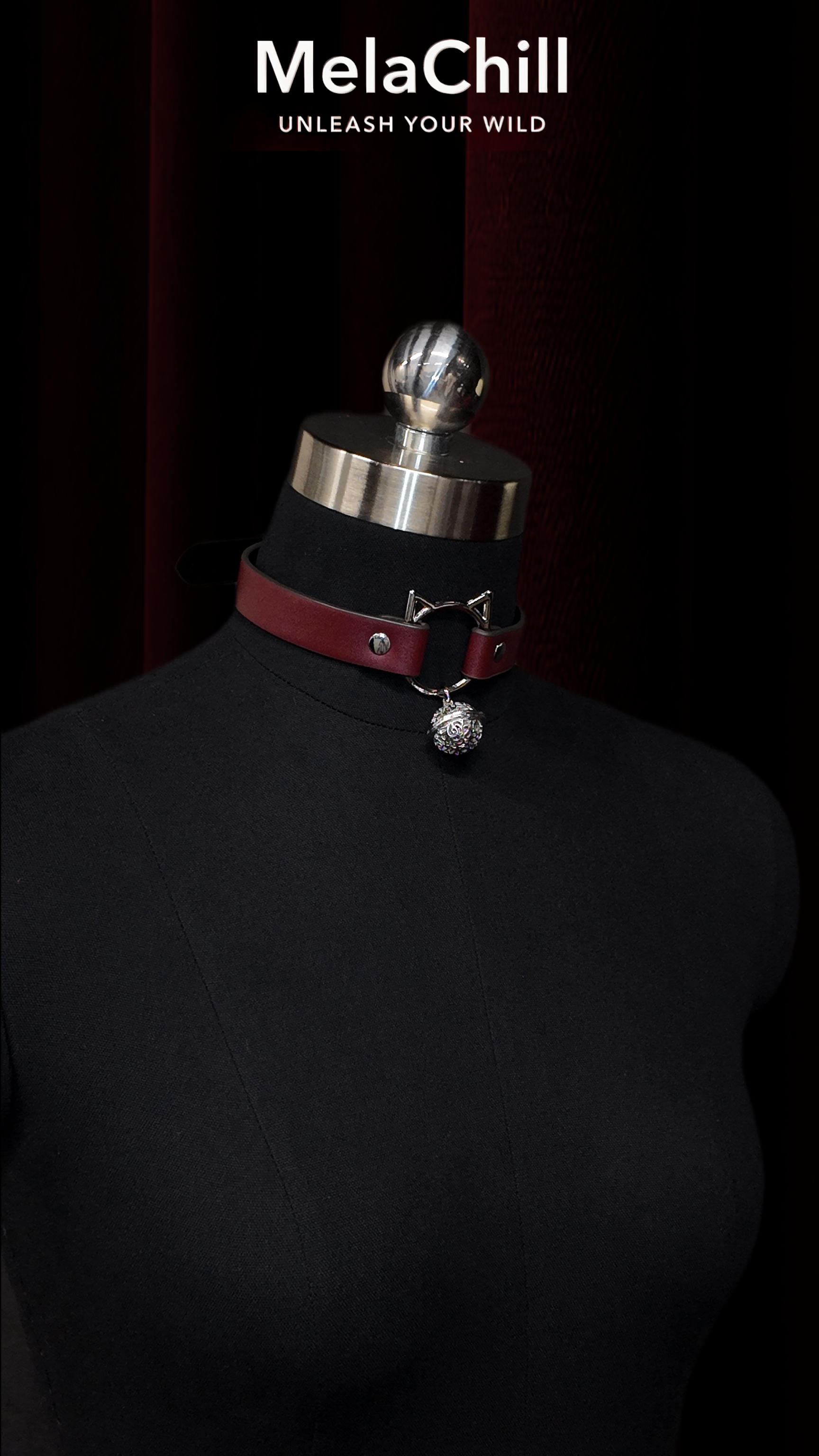 Burgundy Bow Bell Choker