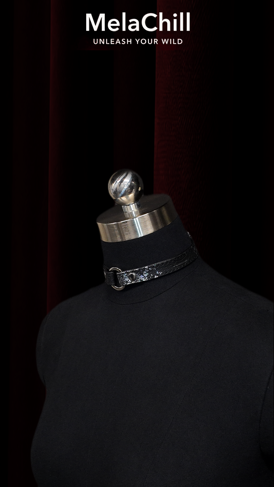 Black Studded Ring Choker Necklace | Minimal Industrial Silver Hardware Collar