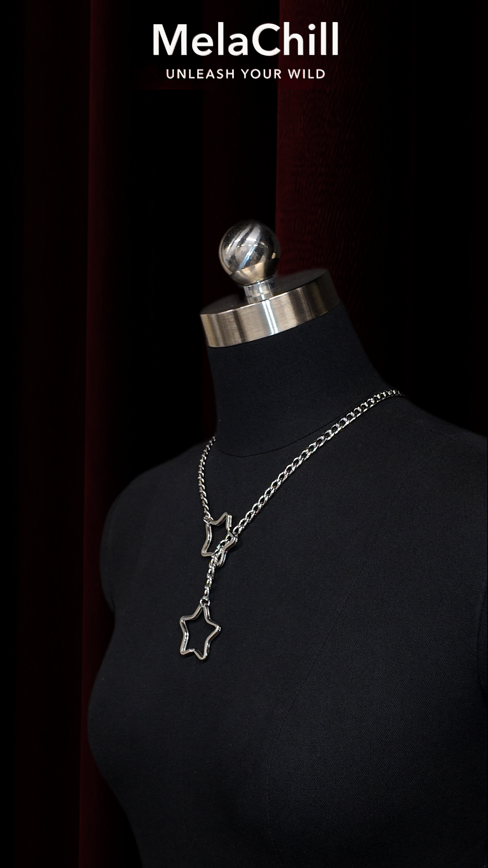 MelaChill Gothic Punk Pentagram Necklace | Minimalist Silver Star Choker
