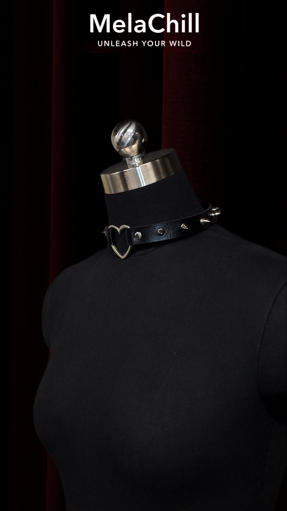 Black Heart Spike Choker — MelaChill