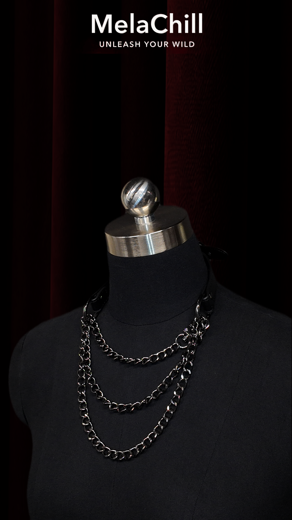 MelaChill Leather Choker Necklace | Minimalist Black Soft Leather Collar