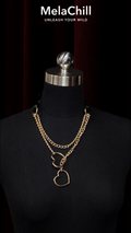 MelaChill Heart Choker Necklace | Black Leather Gold Hardware Collar