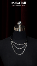 Silver Triple Chain Lariat Choker Necklace | Industrial Multi-Layer Chain Collar