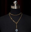 Blue Gem Heart Lariat Choker
