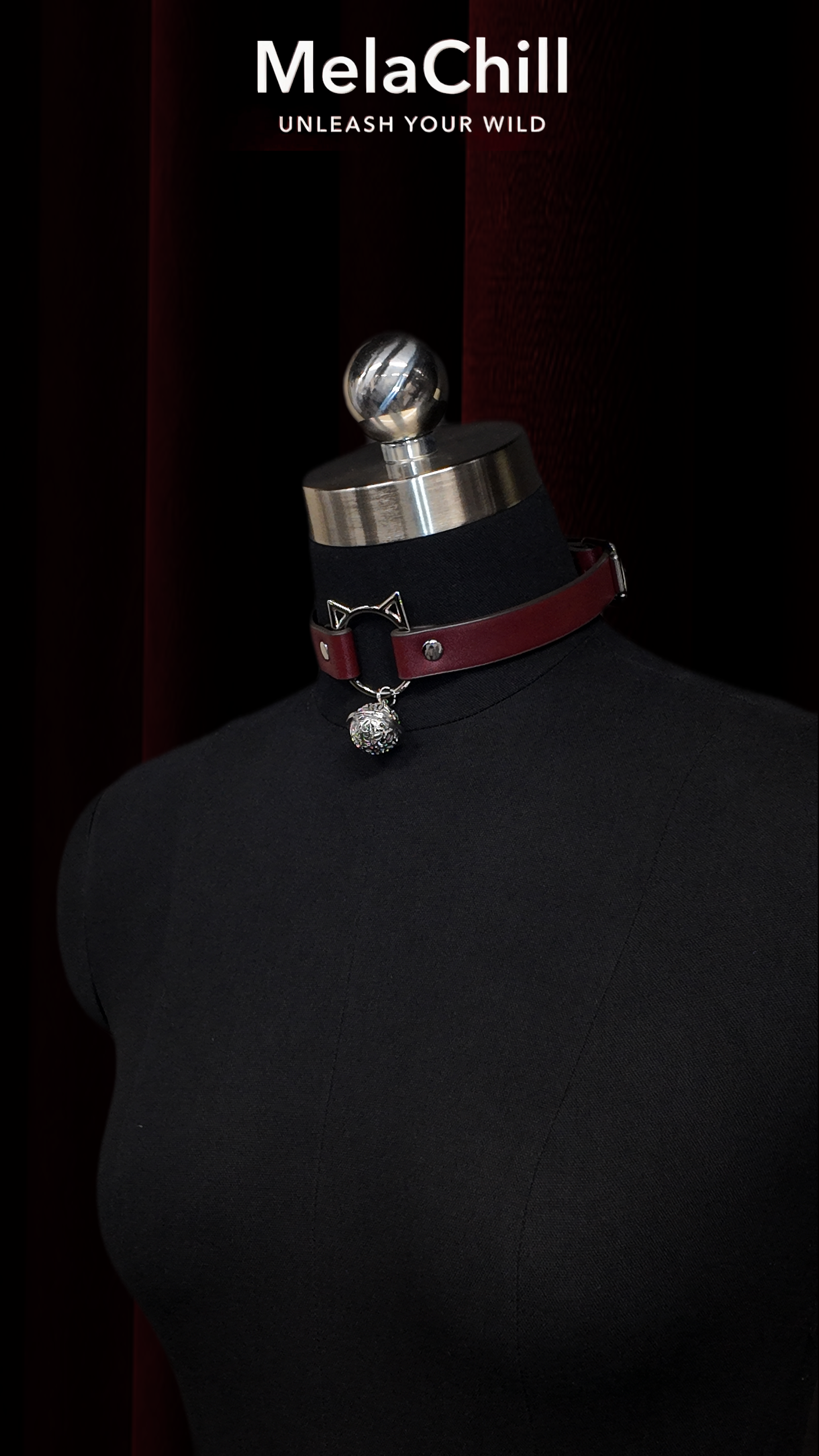 Burgundy Bow Bell Choker