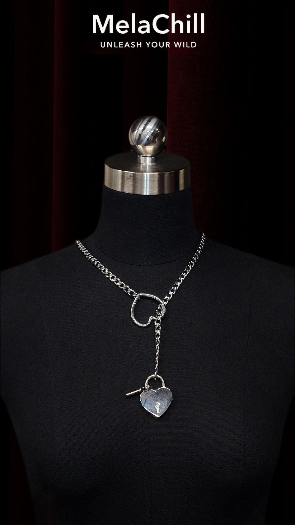 Silver Lariat Heart Key Choker — MelaChill