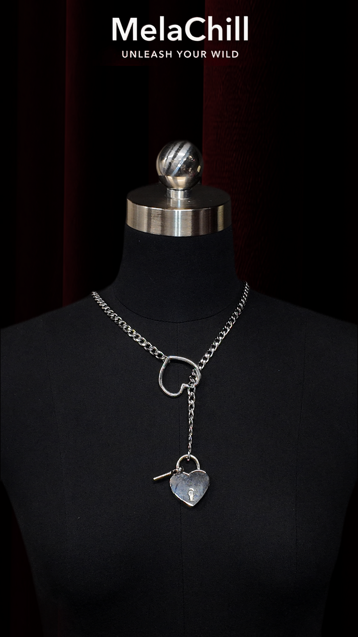 Silver Lariat Heart Key Choker — MelaChill