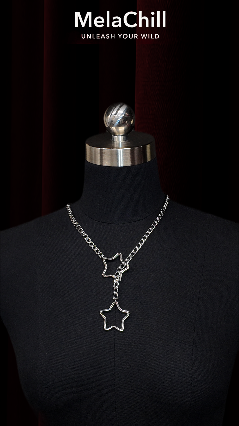 MelaChill Gothic Punk Pentagram Necklace | Minimalist Silver Star Choker