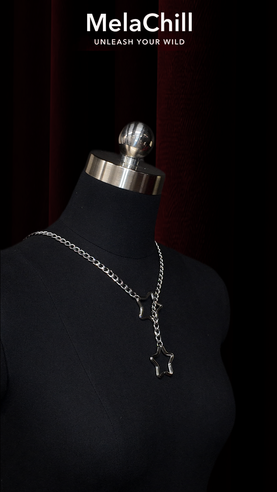 MelaChill Gothic Punk Pentagram Necklace | Minimalist Silver Star Choker