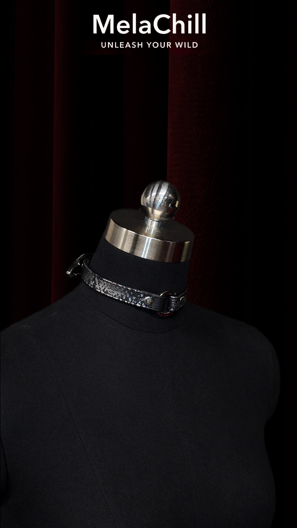 Black Studded Ring Choker Necklace | Minimal Industrial Silver Hardware Collar