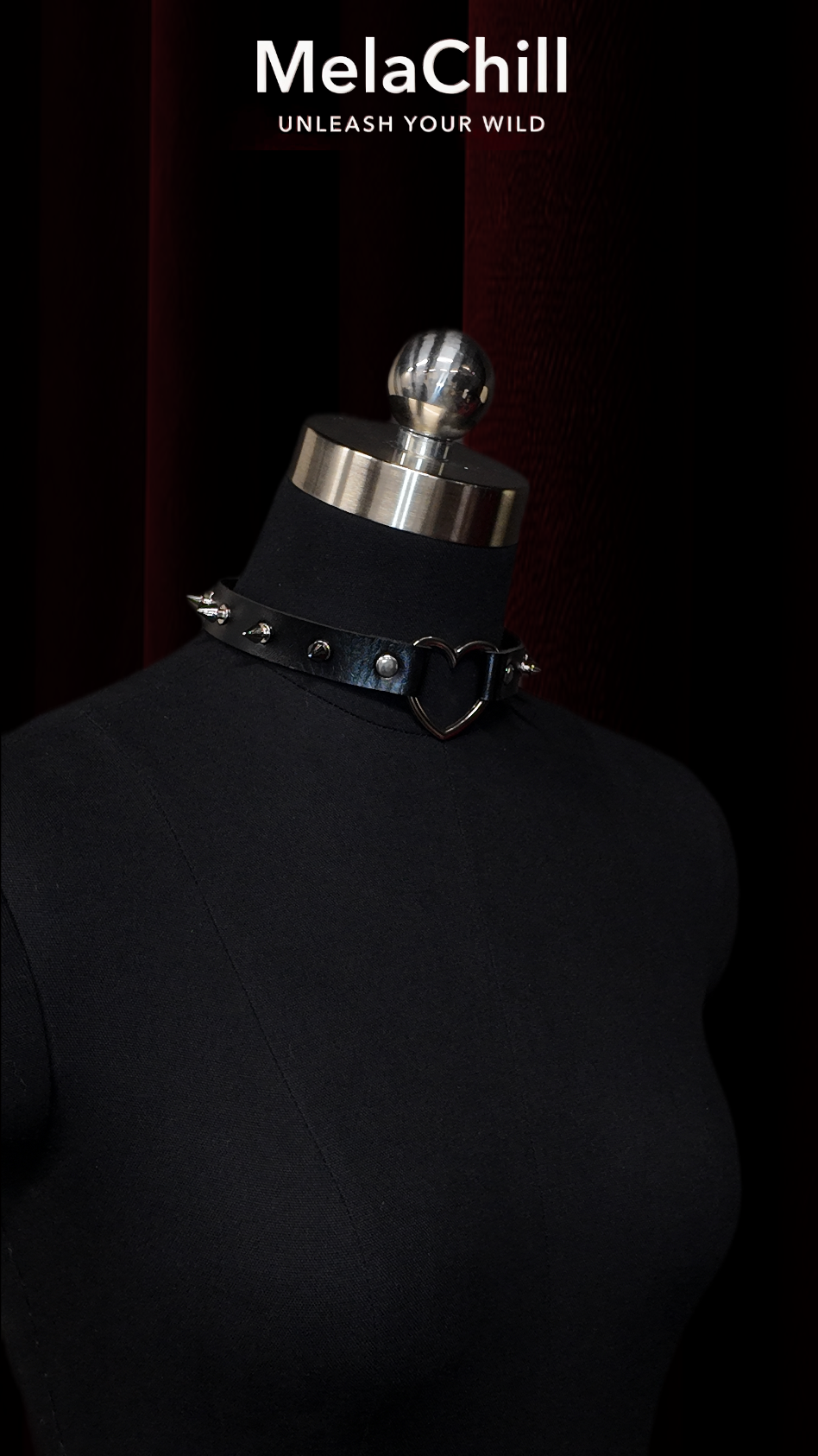Black Heart Spike Choker — MelaChill