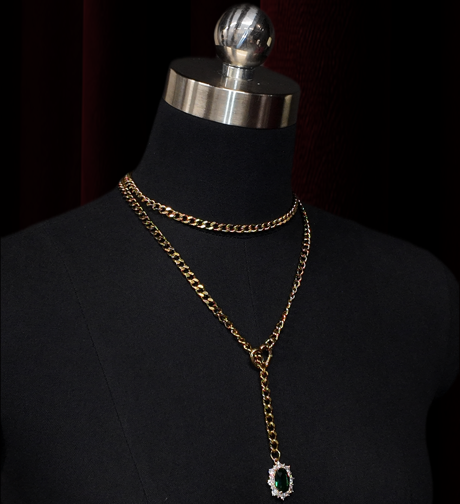 Emerald Heart Lariat Choker