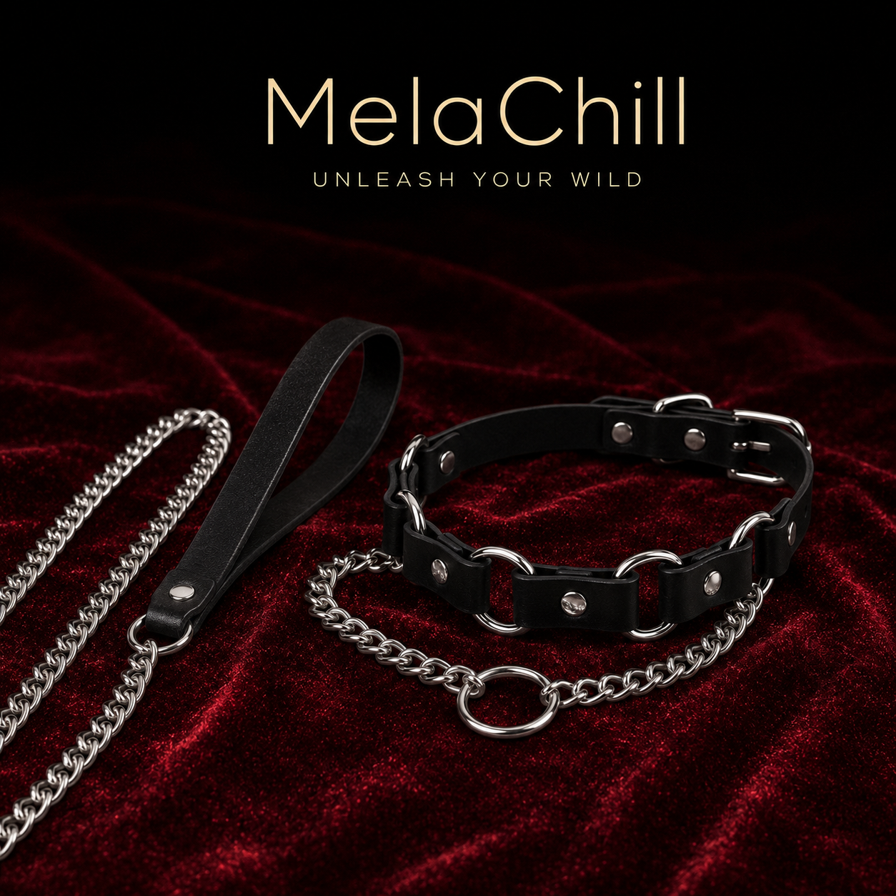 Dark Techwear Leather O-Ring Choker & Leash Set