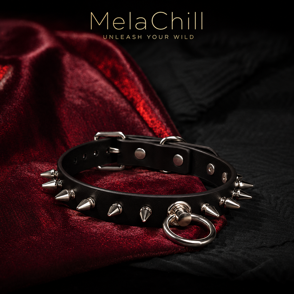 Punk Studded O-Ring Leather Choker