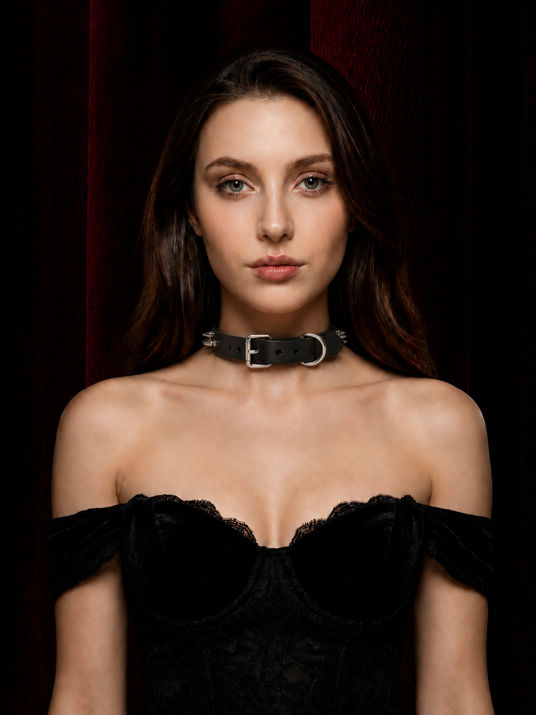Punk Studded O-Ring Leather Choker
