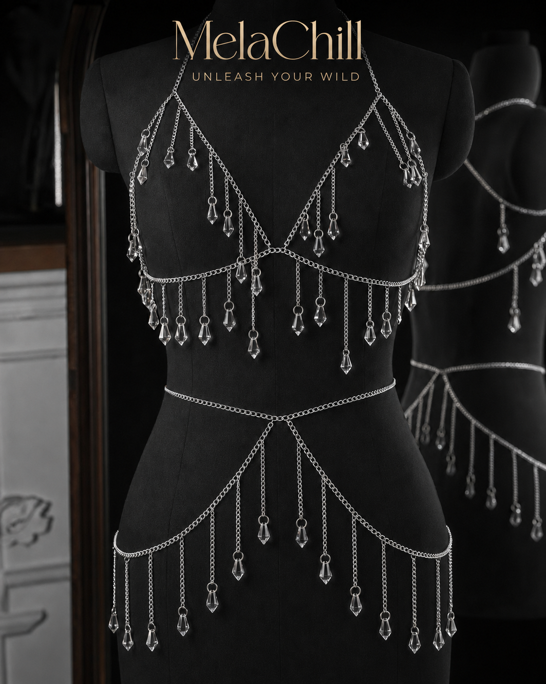 Crystal Body Chain Set — Layered Chest & Waist Chain