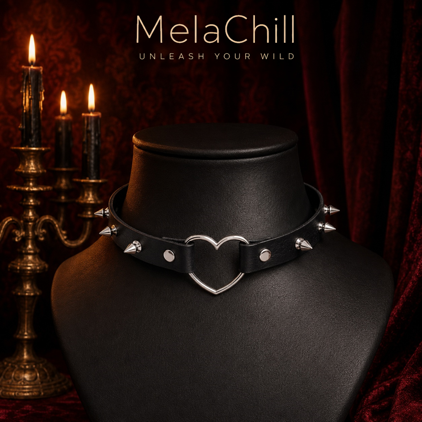Black Heart Spike Choker | Gothic Statement Collar