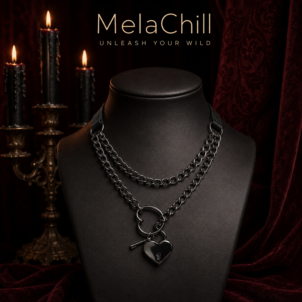 Negro Corazón Ring Choker | Layered Lariat Cadena Collar