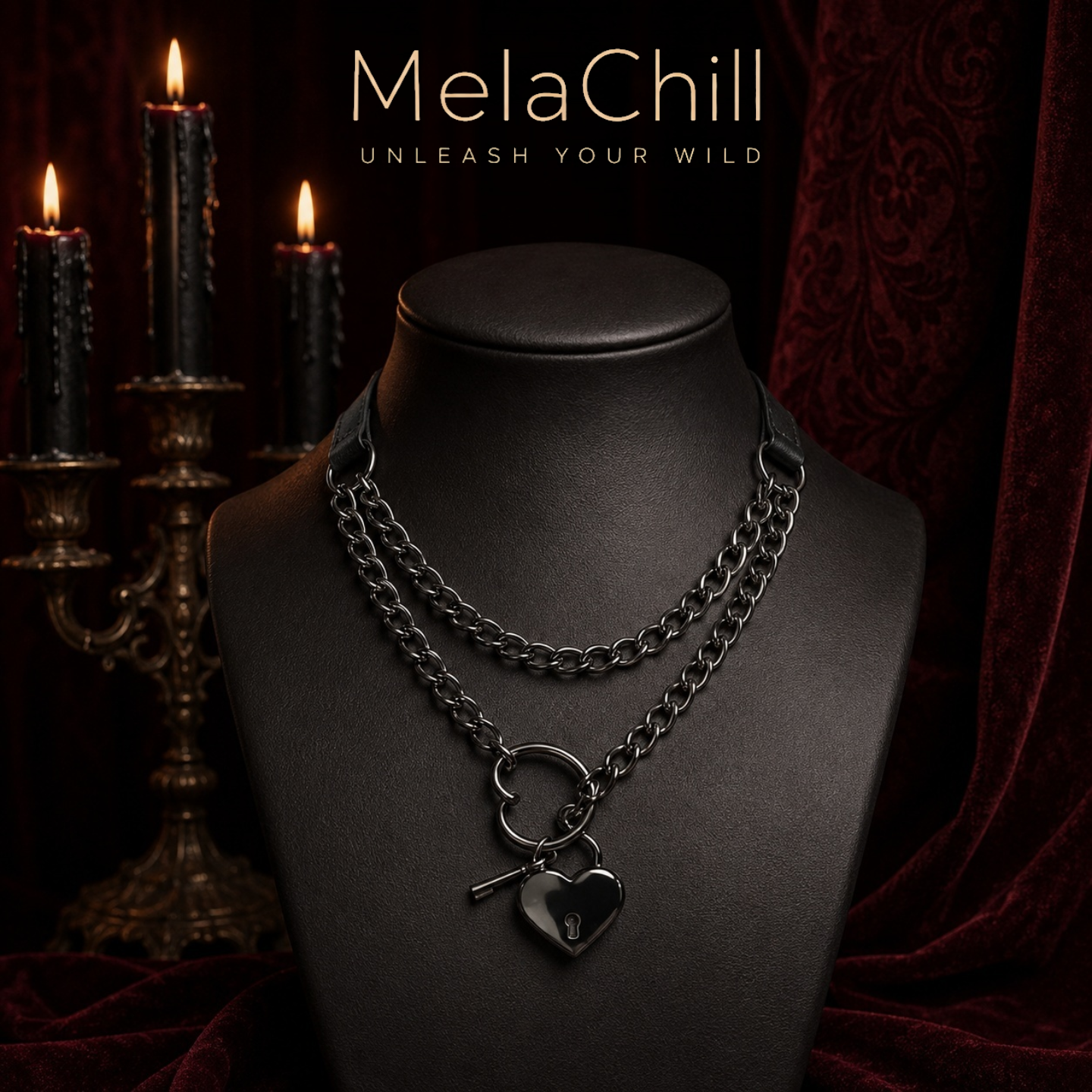Black Heart Ring Choker | Layered Lariat Chain Necklace