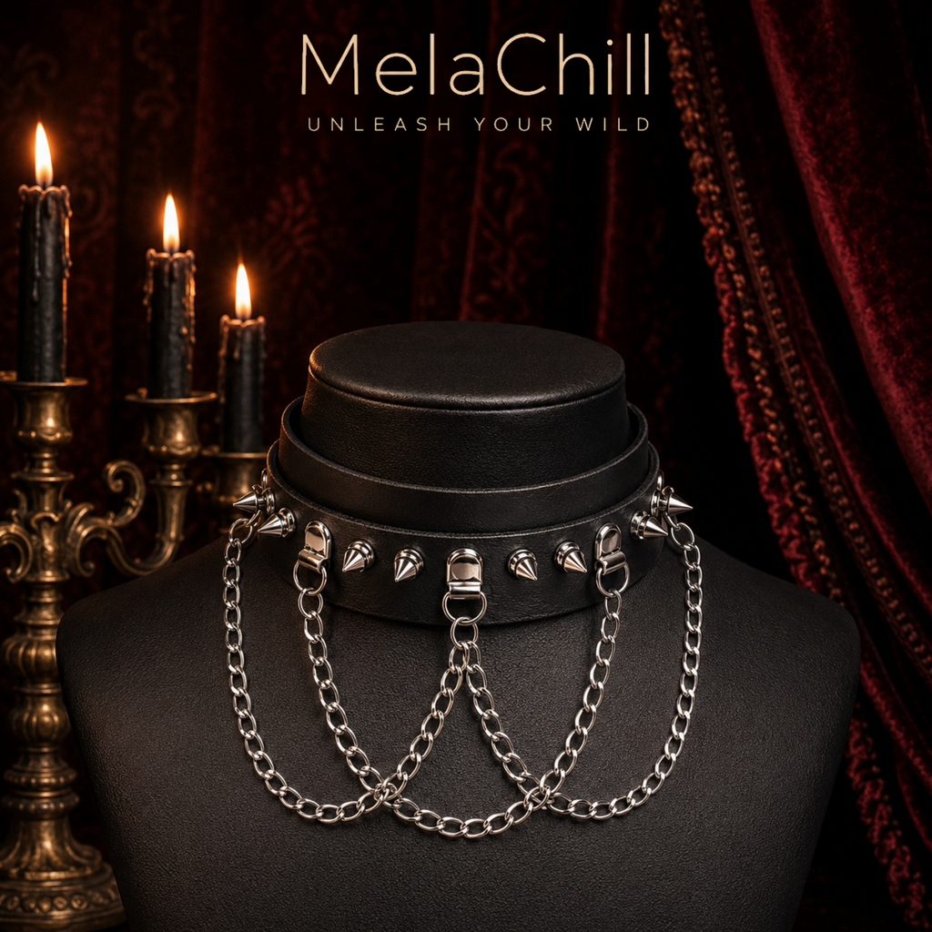 Gothic Studded Choker | Layered Punk Ketten-Collar