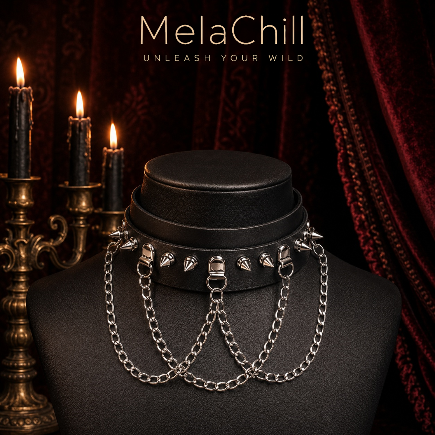 Gothic Studded Choker | Layered Punk Chain Collar